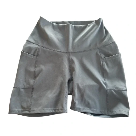 RATAVES Women Charcoal Bike Short With Pockets And Butt Lift Size Small 5”Inseam - Picture 2 of 4